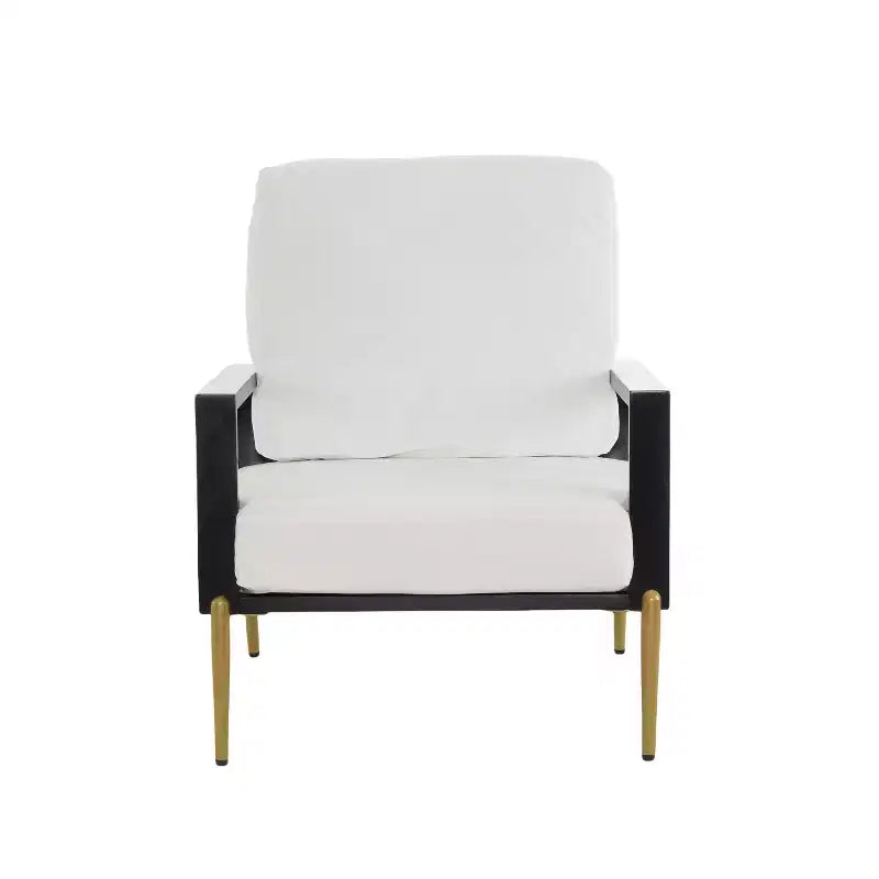 Fauteuil moderne du milieu du siècle en métal et bois d’hévéa, revêtement en velours