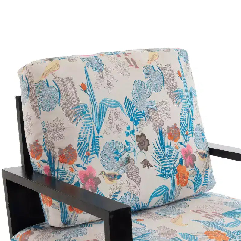 Fauteuil moderne du milieu du siècle en métal et bois d’hévéa, revêtement en velours