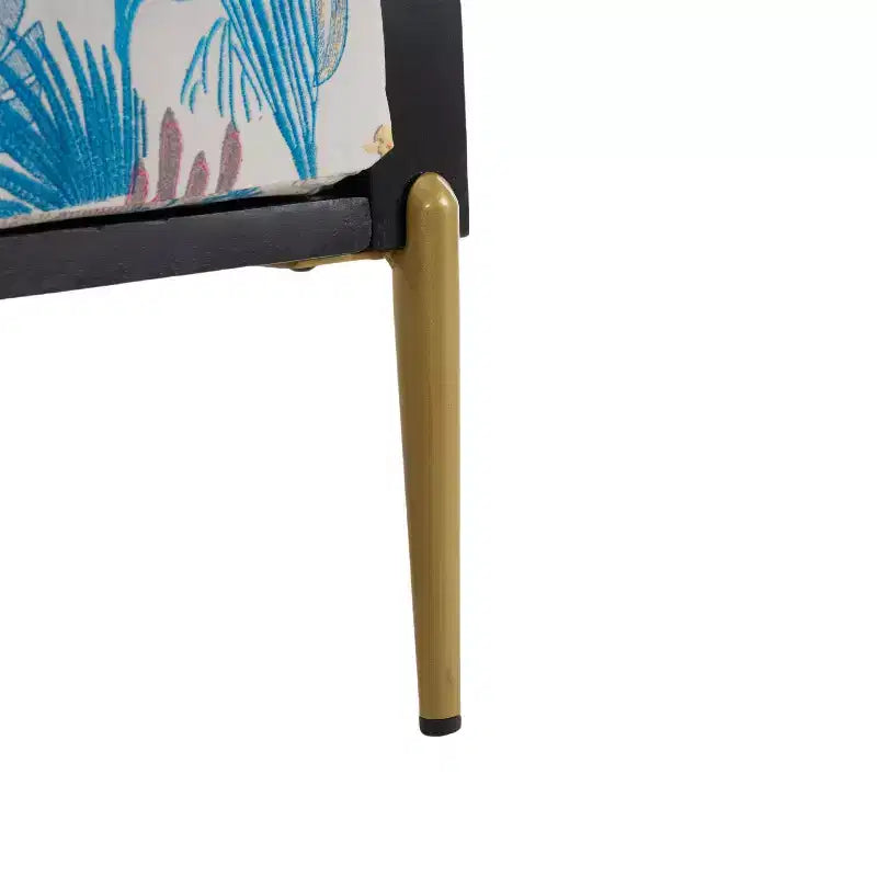 Fauteuil moderne du milieu du siècle en métal et bois d’hévéa, revêtement en velours