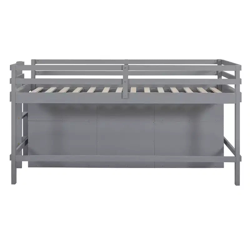 Lit mezzanine moderne pour lit simple, 81.8L x 40.8W, avec 4 tiroirs, armoire et étagères en dessous