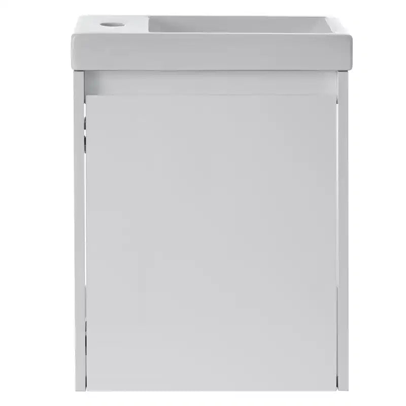 Combinación de tocador de baño de 16 con lavabo, gabinete con puertas de cierre suave, tocador flotante de pared con lavabo para baños pequeños