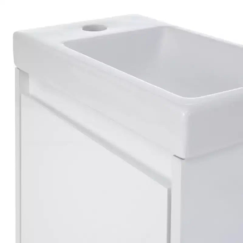 Combinación de tocador de baño de 16 con lavabo, gabinete con puertas de cierre suave, tocador flotante de pared con lavabo para baños pequeños