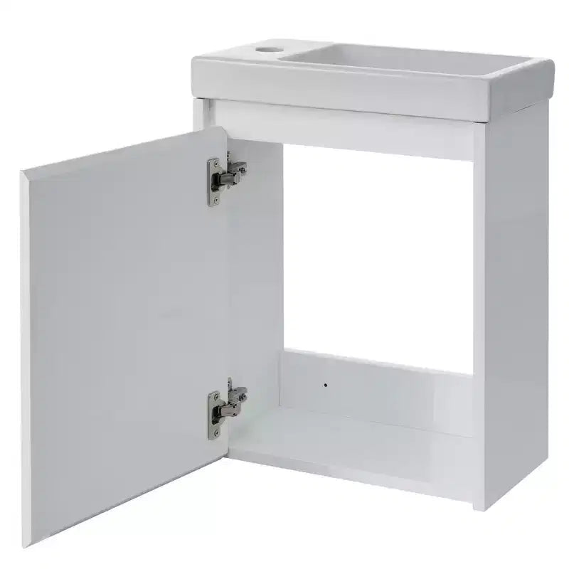 Combinación de tocador de baño de 16 con lavabo, gabinete con puertas de cierre suave, tocador flotante de pared con lavabo para baños pequeños