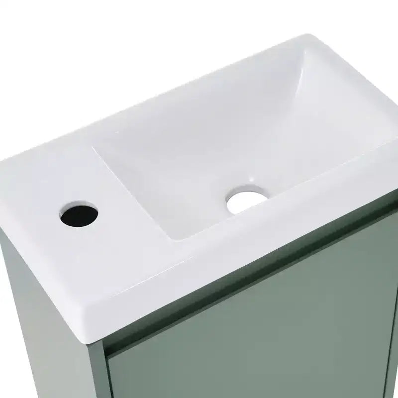 Combinación de tocador de baño de 16 con lavabo, gabinete con puertas de cierre suave, tocador flotante de pared con lavabo para baños pequeños