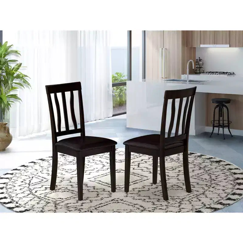Chaise de salle à manger, assise en bois massif couleur cappuccino, style moderne