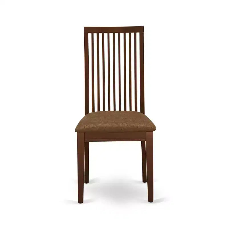 2 Esszimmerstühle mit Leinenstoff, Mahagoni-Finish