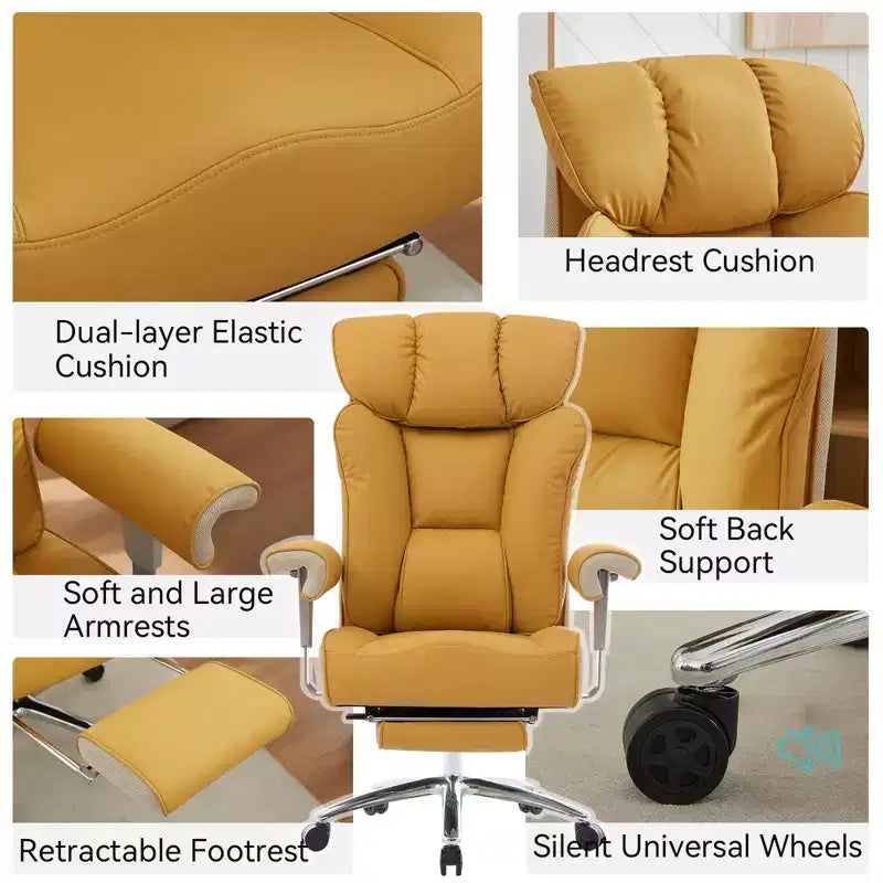 Chaise de bureau ergonomique Efomao, capacité de 450LBS, avec repose-pieds, fauteuil de direction à dossier haut en cuir PU avec soutien lombaire et accoudoirs réglables