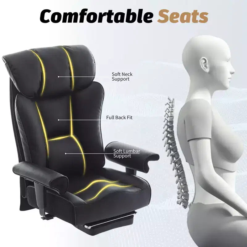 Chaise de bureau ergonomique Efomao, capacité de 450LBS, avec repose-pieds, fauteuil de direction à dossier haut en cuir PU avec soutien lombaire et accoudoirs réglables