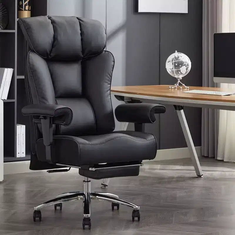 Chaise de bureau ergonomique Efomao, capacité de 450LBS, avec repose-pieds, fauteuil de direction à dossier haut en cuir PU avec soutien lombaire et accoudoirs réglables
