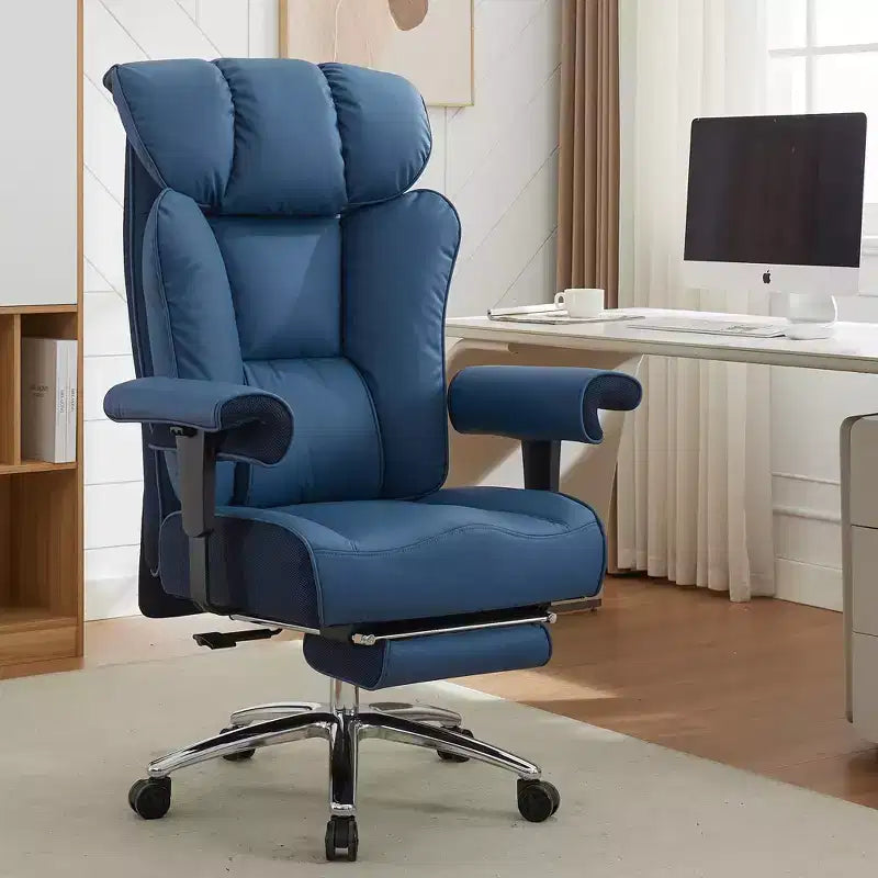 Chaise de bureau ergonomique Efomao, capacité de 450LBS, avec repose-pieds, fauteuil de direction à dossier haut en cuir PU avec soutien lombaire et accoudoirs réglables