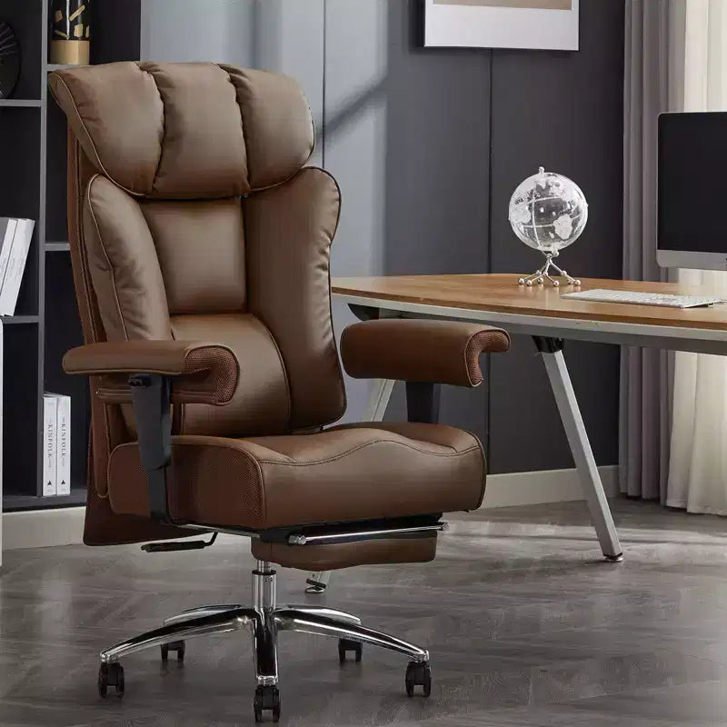 Chaise de bureau ergonomique Efomao, capacité de 450LBS, avec repose-pieds, fauteuil de direction à dossier haut en cuir PU avec soutien lombaire et accoudoirs réglables
