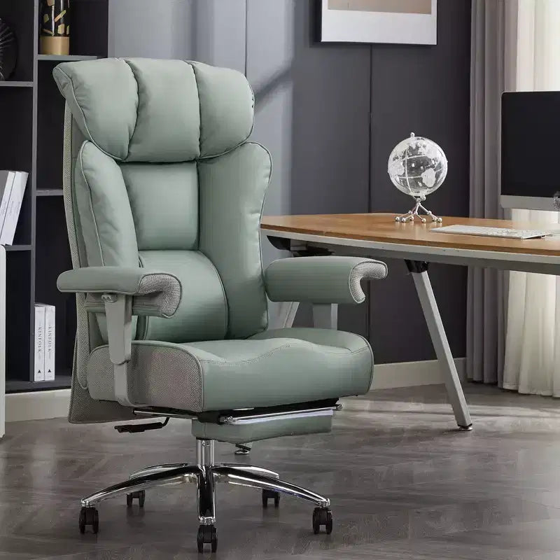 Chaise de bureau ergonomique Efomao, capacité de 450LBS, avec repose-pieds, fauteuil de direction à dossier haut en cuir PU avec soutien lombaire et accoudoirs réglables