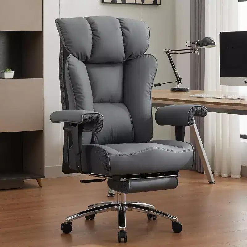 Chaise de bureau ergonomique Efomao, capacité de 450LBS, avec repose-pieds, fauteuil de direction à dossier haut en cuir PU avec soutien lombaire et accoudoirs réglables