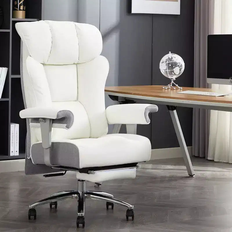 Chaise de bureau ergonomique Efomao, capacité de 450LBS, avec repose-pieds, fauteuil de direction à dossier haut en cuir PU avec soutien lombaire et accoudoirs réglables