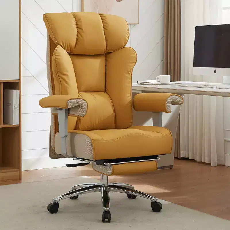 Chaise de bureau ergonomique Efomao, capacité de 450LBS, avec repose-pieds, fauteuil de direction à dossier haut en cuir PU avec soutien lombaire et accoudoirs réglables