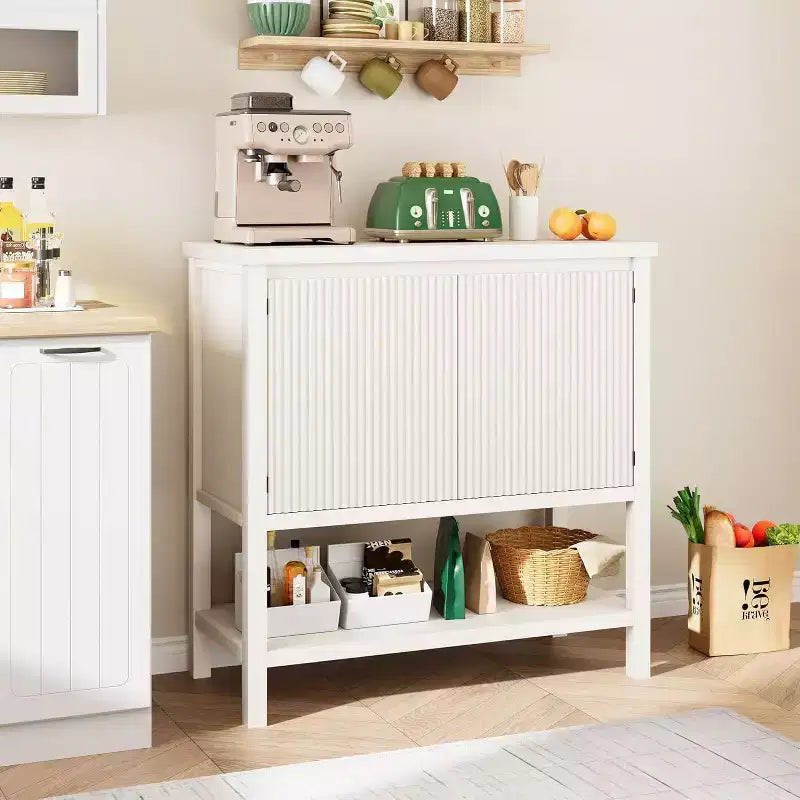 Tables de canapé étroites avec rangement, console à 2 portes, buffet moderne avec étagère de rangement, meuble pour coin café du salon ou du bureau, blanc