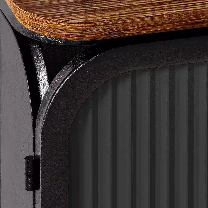 Meuble moderne à deux portes vitrées avec rangement à trois niveaux, dessus en sapin unique de 28,35 pouces, noir, pour l’entrée