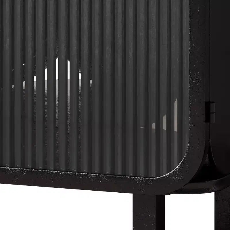 Meuble moderne à deux portes vitrées avec rangement à trois niveaux, dessus en sapin unique de 28,35 pouces, noir, pour l’entrée