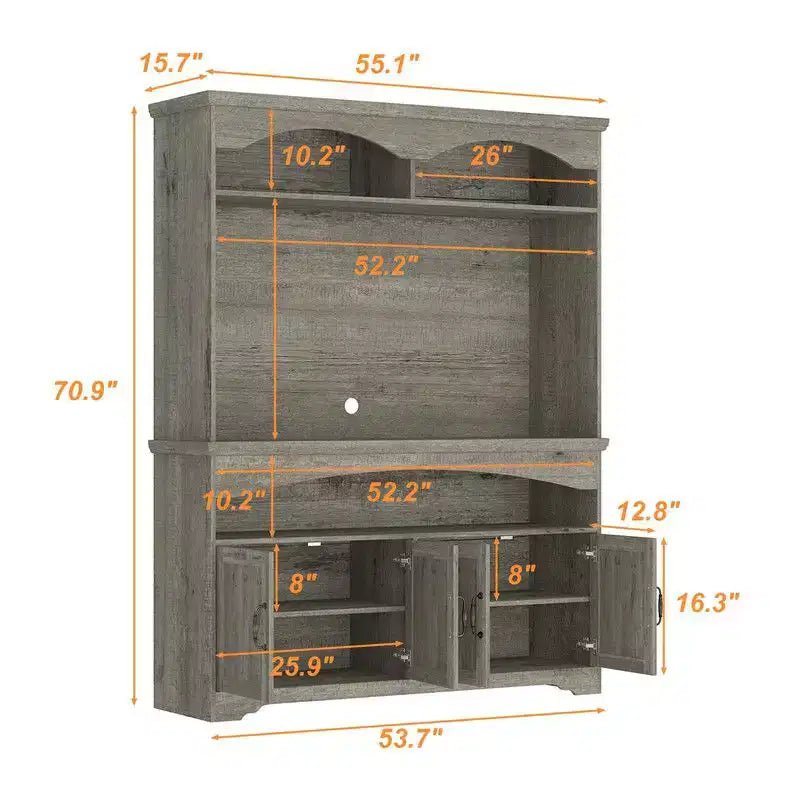 Meuble de rangement rustique multifonction, vitrine et bibliothèque, meuble de rangement pour salon, vaisselier de cuisine pour ranger la vaisselle