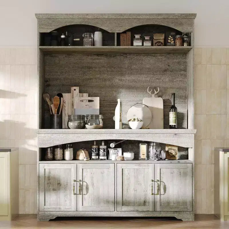 Meuble de rangement rustique multifonction, vitrine et bibliothèque, meuble de rangement pour salon, vaisselier de cuisine pour ranger la vaisselle