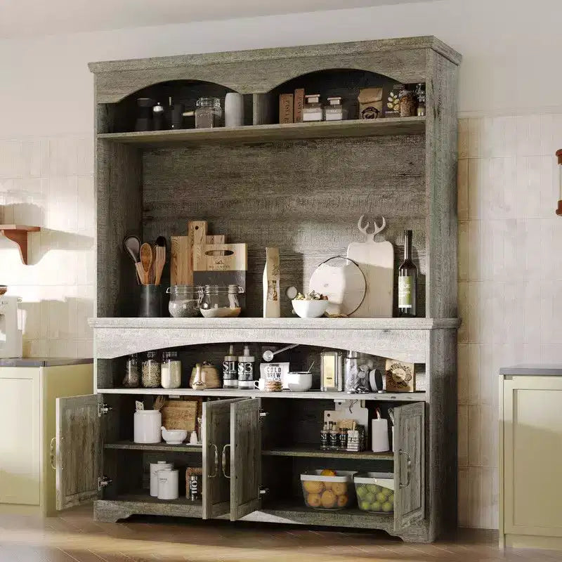 Meuble de rangement rustique multifonction, vitrine et bibliothèque, meuble de rangement pour salon, vaisselier de cuisine pour ranger la vaisselle