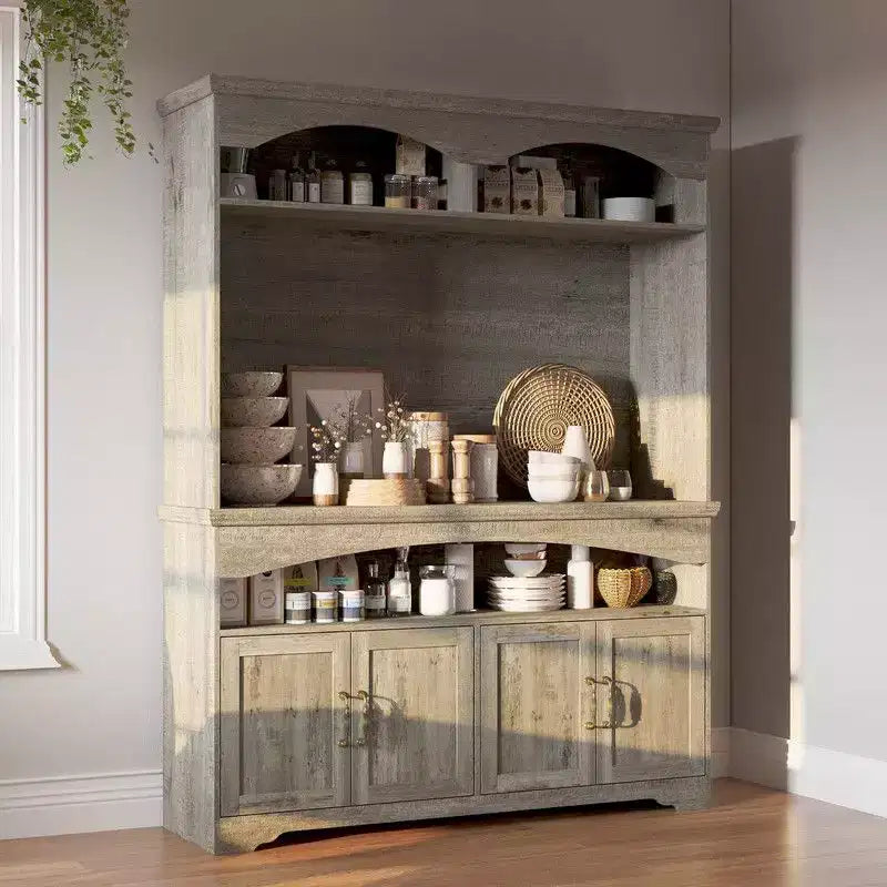 Meuble de rangement rustique multifonction, vitrine et bibliothèque, meuble de rangement pour salon, vaisselier de cuisine pour ranger la vaisselle