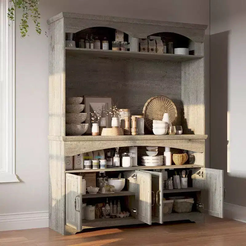 Meuble de rangement rustique multifonction, vitrine et bibliothèque, meuble de rangement pour salon, vaisselier de cuisine pour ranger la vaisselle