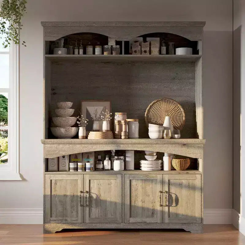 Meuble de rangement rustique multifonction, vitrine et bibliothèque, meuble de rangement pour salon, vaisselier de cuisine pour ranger la vaisselle