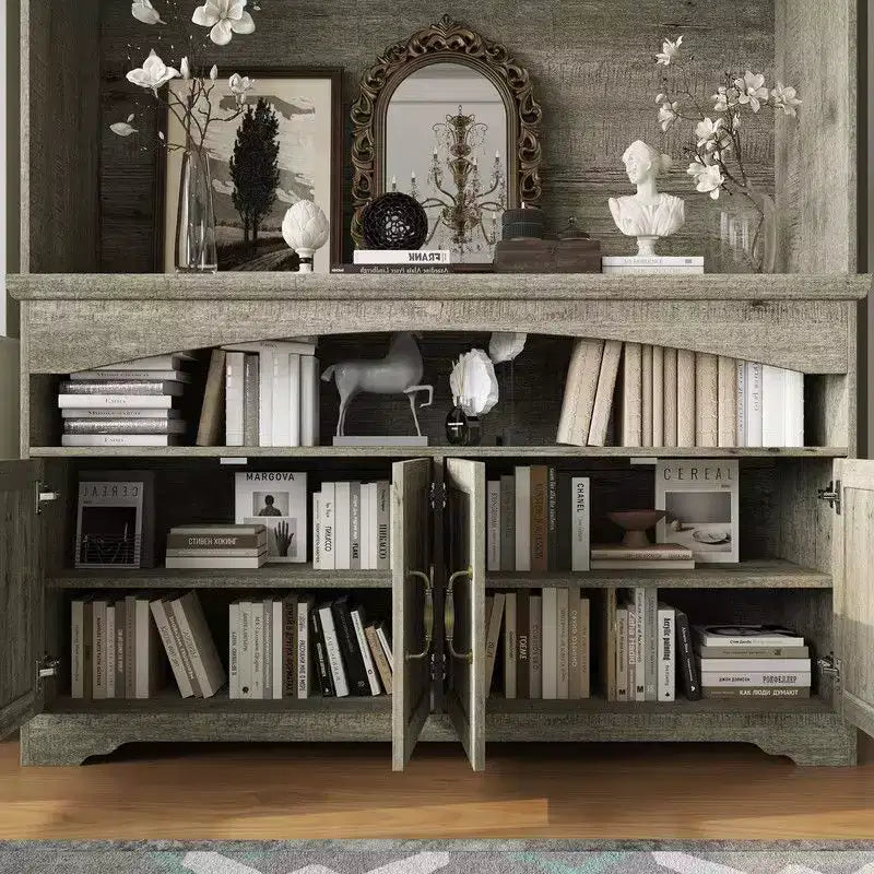 Meuble de rangement rustique multifonction, vitrine et bibliothèque, meuble de rangement pour salon, vaisselier de cuisine pour ranger la vaisselle