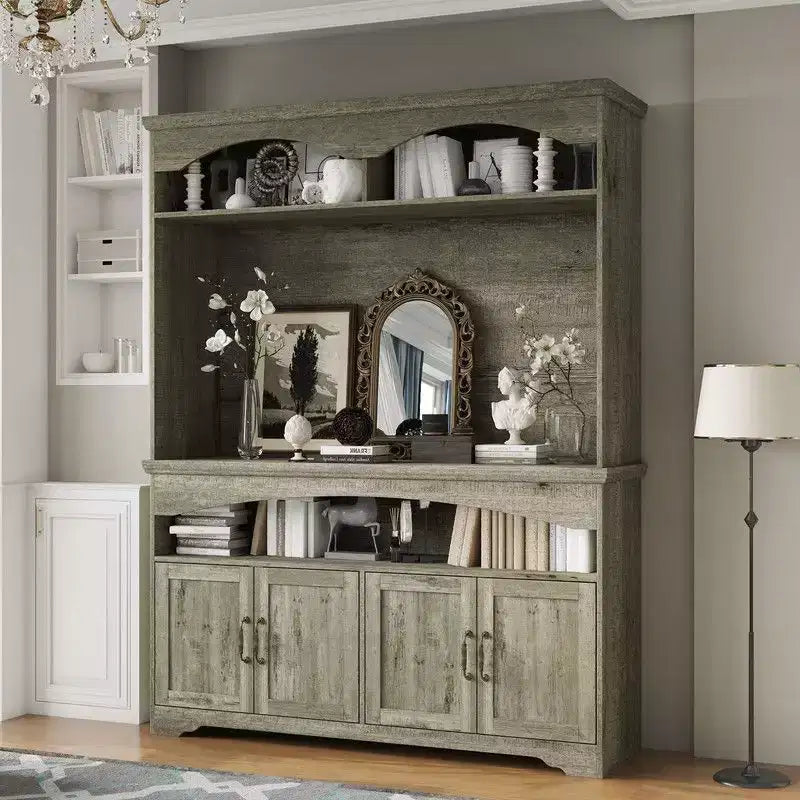 Meuble de rangement rustique multifonction, vitrine et bibliothèque, meuble de rangement pour salon, vaisselier de cuisine pour ranger la vaisselle