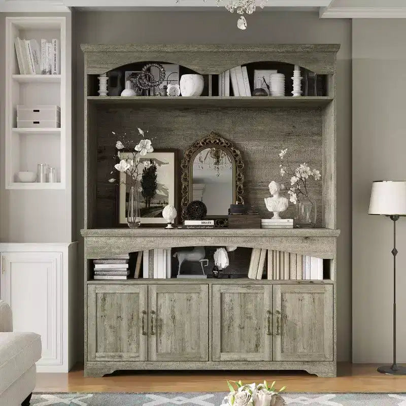 Meuble de rangement rustique multifonction, vitrine et bibliothèque, meuble de rangement pour salon, vaisselier de cuisine pour ranger la vaisselle