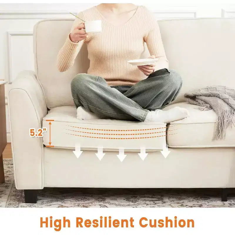 Canapé 3 places surdimensionné moderne en chenille de 83 pouces, assise profonde et confortable, canapé-lit deux places, canapé nuage douillet et lavable pour bureau à domicile ou appartement