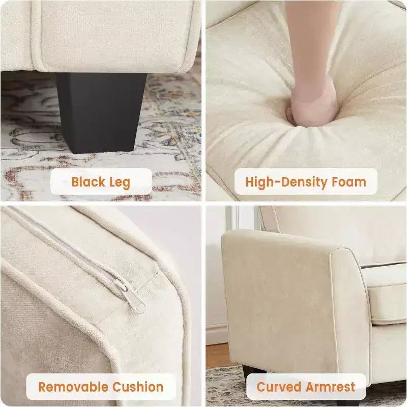 Canapé 3 places surdimensionné moderne en chenille de 83 pouces, assise profonde et confortable, canapé-lit deux places, canapé nuage douillet et lavable pour bureau à domicile ou appartement