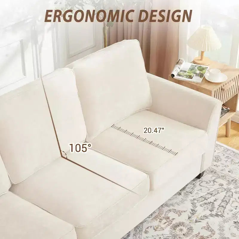 Canapé 3 places surdimensionné moderne en chenille de 83 pouces, assise profonde et confortable, canapé-lit deux places, canapé nuage douillet et lavable pour bureau à domicile ou appartement
