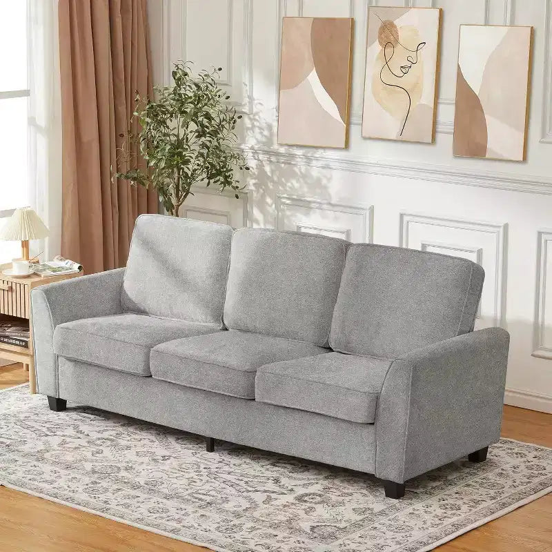 Canapé 3 places surdimensionné moderne en chenille de 83 pouces, assise profonde et confortable, canapé-lit deux places, canapé nuage douillet et lavable pour bureau à domicile ou appartement