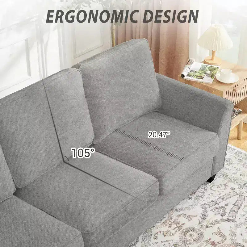 Canapé 3 places surdimensionné moderne en chenille de 83 pouces, assise profonde et confortable, canapé-lit deux places, canapé nuage douillet et lavable pour bureau à domicile ou appartement