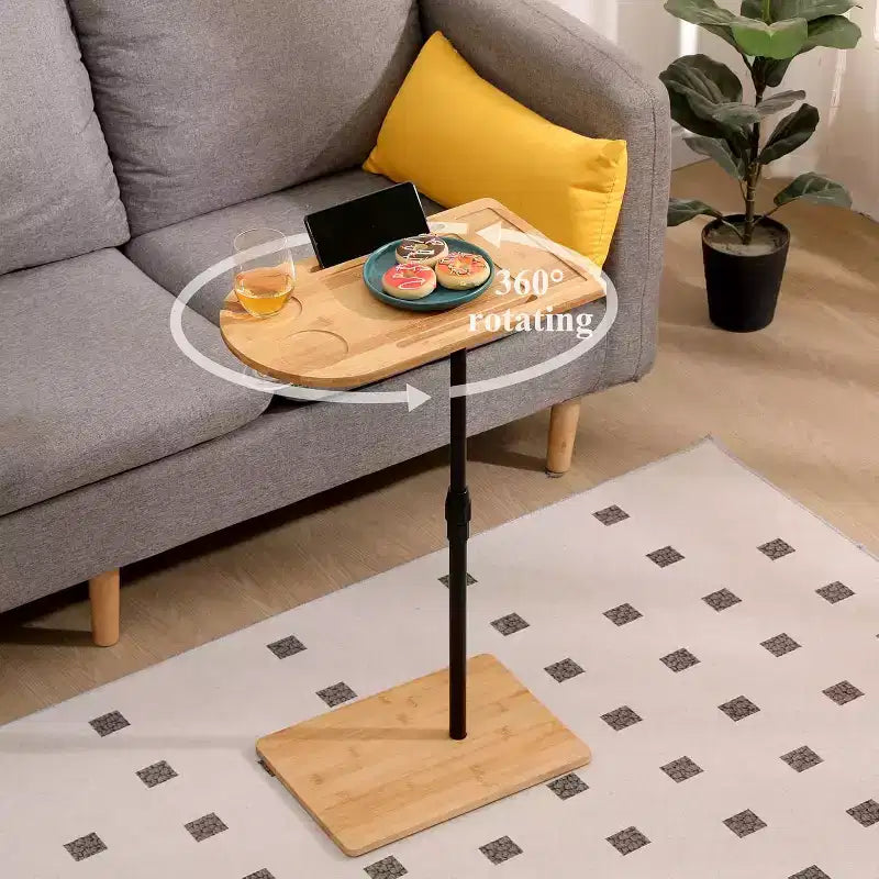 Tablette de canapé en forme de C, rotative à 360 et réglable en hauteur, table d’appoint pour lit, table plateau TV