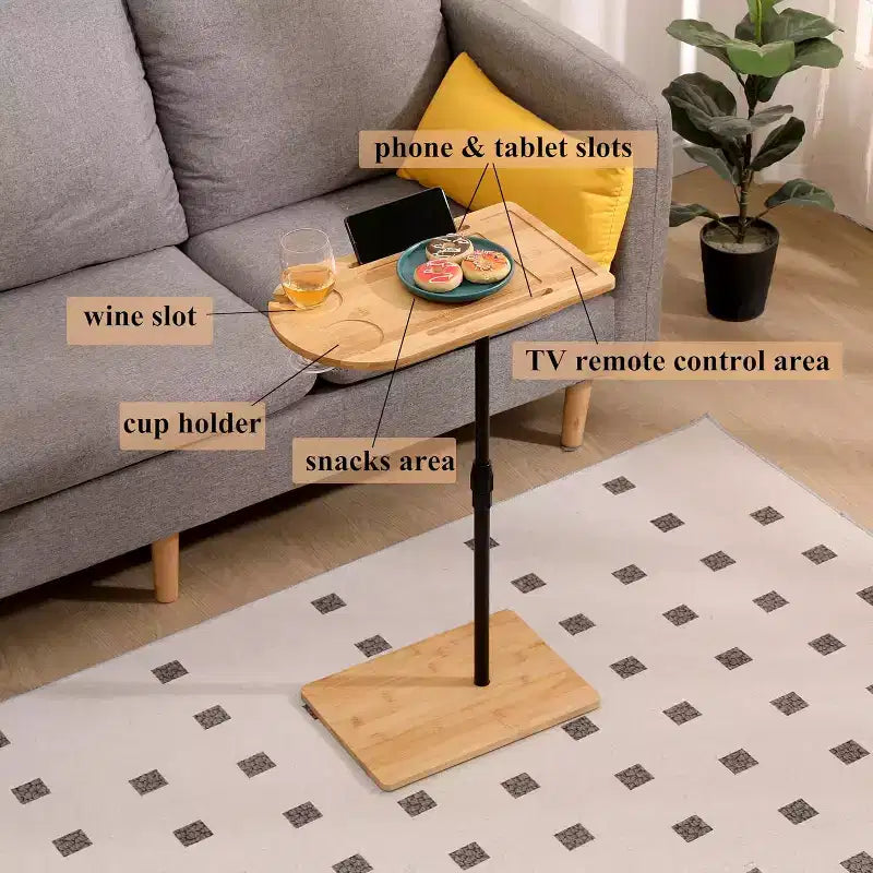 C-förmiger Sofatisch für die Couch, um 360 Grad drehbarer und höhenverstellbarer Beistelltisch fürs Bett, TV-Tabletttisch