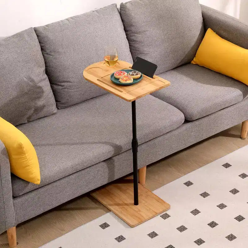 C-förmiger Sofatisch für die Couch, um 360 Grad drehbarer und höhenverstellbarer Beistelltisch fürs Bett, TV-Tabletttisch