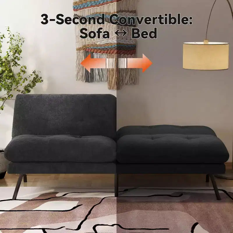 72-Zoll-Schlafsofa, Couch aus Frottee mit verstellbarer Rückenlehne und waschbaren Bezügen für kleine Räume, Wohnzimmer