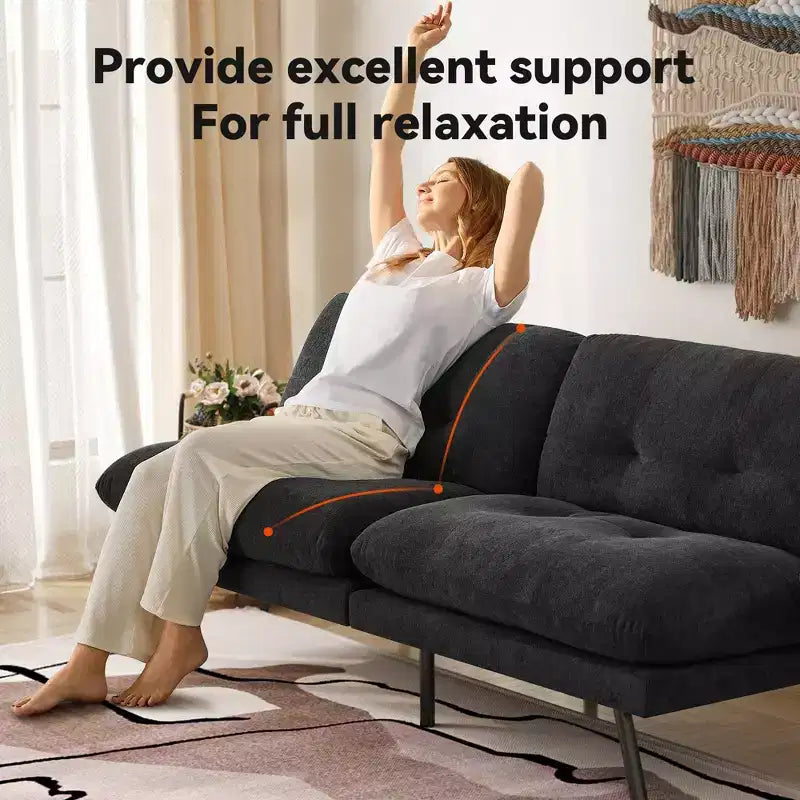 72-Zoll-Schlafsofa, Couch aus Frottee mit verstellbarer Rückenlehne und waschbaren Bezügen für kleine Räume, Wohnzimmer