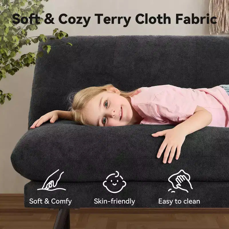 72-Zoll-Schlafsofa, Couch aus Frottee mit verstellbarer Rückenlehne und waschbaren Bezügen für kleine Räume, Wohnzimmer