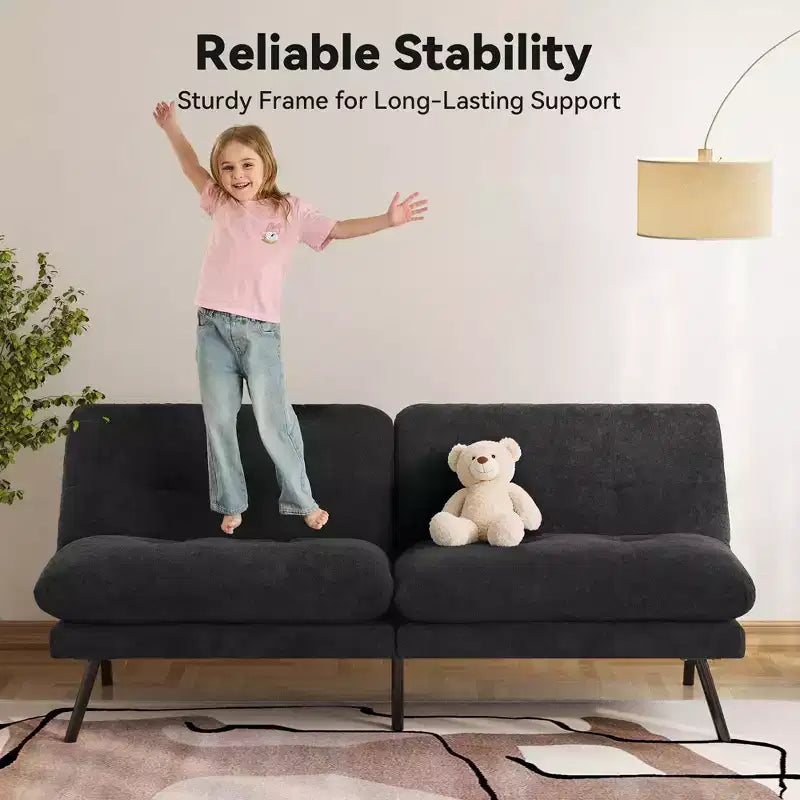 72-Zoll-Schlafsofa, Couch aus Frottee mit verstellbarer Rückenlehne und waschbaren Bezügen für kleine Räume, Wohnzimmer