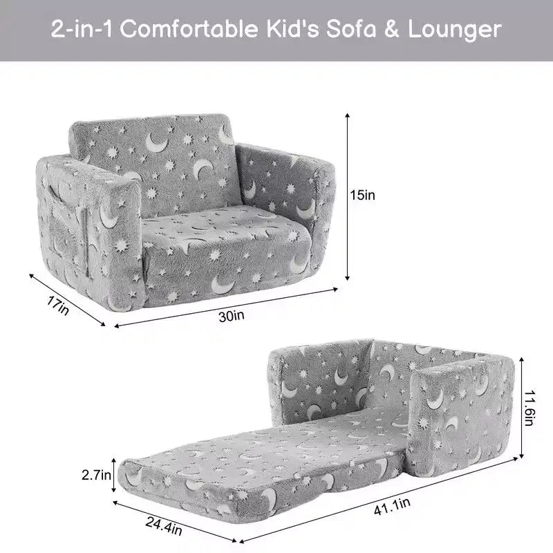 Canapé-lit pliant une place pour enfants, éponge pleine, 1 pièce, avec fonction lumineuse