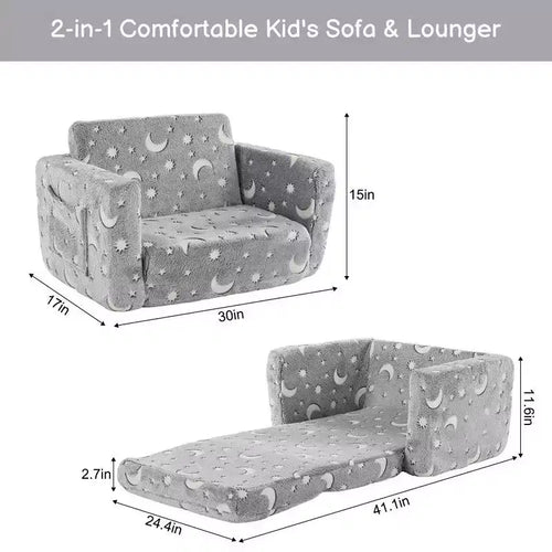 1-teiliges ausklappbares Kindersofa aus Vollschaumstoff mit Leuchtfunktion
