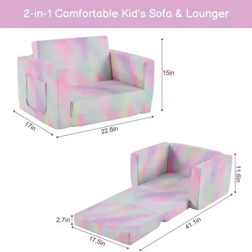1-teiliges ausklappbares Kindersofa aus Vollschaumstoff, Einzelbett