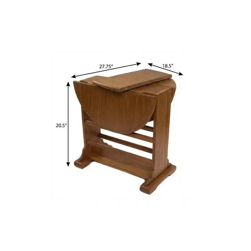 Table d’appoint ovale en bois massif brun de 21, avec abattant