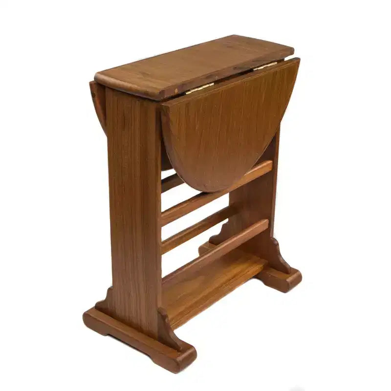 Table d’appoint ovale en bois massif brun de 21, avec abattant