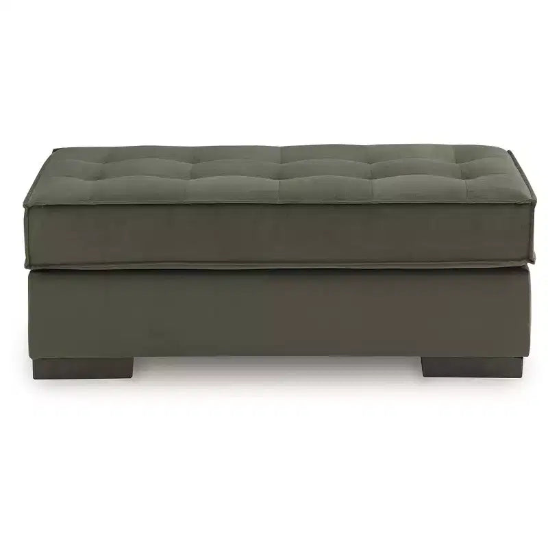 Pouf d’appoint surdimensionné, revêtement en polyester capitonné, vert olive
