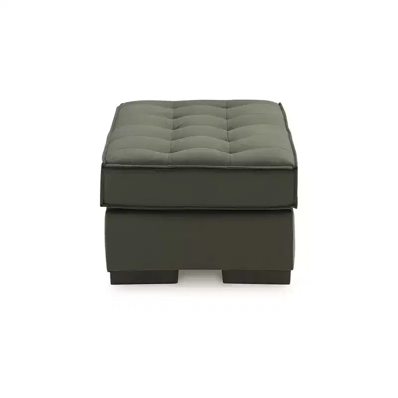 Pouf d’appoint surdimensionné, revêtement en polyester capitonné, vert olive